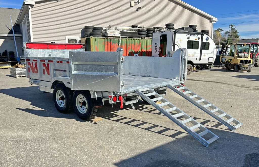 2024 N&N Trailers 7×14 14K Galvanized Hydraulic Dump w/Ramps, 2-Way Spreader Gate, Tarp Kit