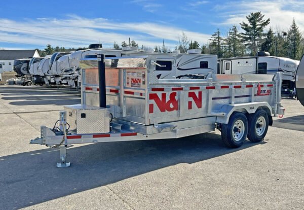 2024 N&N Trailers 7×14 14K Galvanized Hydraulic Dump w/Ramps, 2-Way Spreader Gate, Tarp Kit