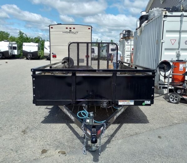 2024 PJ Trailers 7×14 7K Powder Coated Open Utility w/Rear Ramp Gate, Solid Metal Side Walls