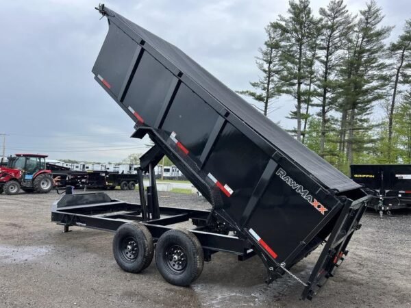 2024 RawMaxx Trailers 7X16 14K Powder Coated Dump w/ Tarp Kit