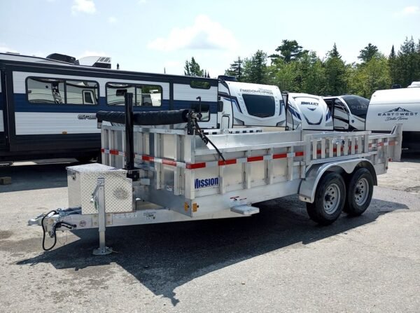 2025 Mission Trailers 7×16 14K Aluminum Hydraulic Dump w/Ramps, HD D-Rings, Barn Doors, Tarp Kit
