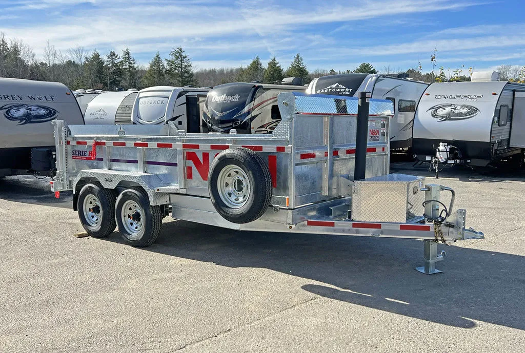 2024 N&N Trailers 7×14 14K Galvanized Hydraulic Dump w/Ramps, 2-Way Spreader Gate, Tarp Kit