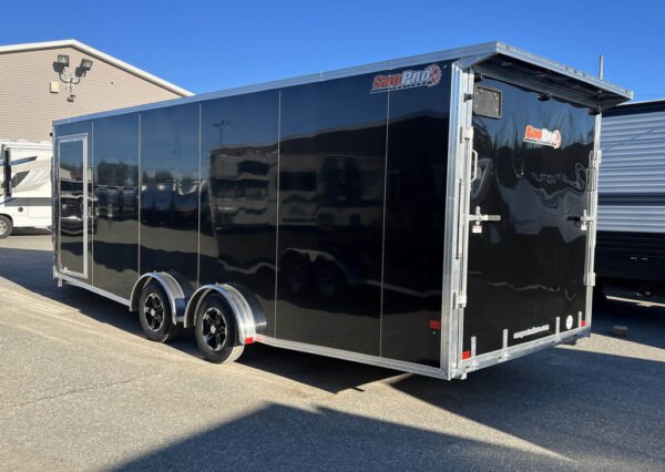 2024 Sno Pro 7.5×22 Aluminum 4-Place Drive In/Out w/Extra Height, Mats & Guides, Canopy