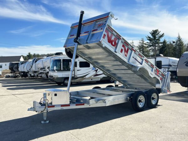 2024 N&N Trailers 7×14 14K Galvanized Hydraulic Dump w/Ramps, 2-Way Spreader Gate, Tarp Kit