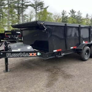 2024 RawMaxx Trailers 7X16 14K Powder Coated Dump w/ Tarp Kit