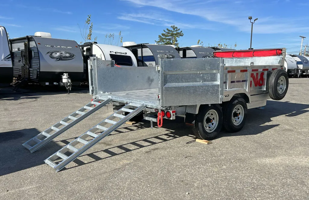 2024 N&N Trailers 7×14 14K Galvanized Hydraulic Dump w/Ramps, 2-Way Spreader Gate, Tarp Kit