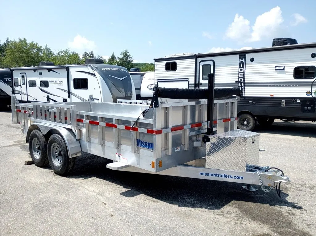 2025 Mission Trailers 7×16 14K Aluminum Hydraulic Dump w/Ramps, HD D-Rings, Barn Doors, Tarp Kit