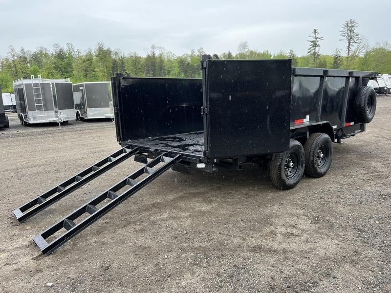 2024 RawMaxx Trailers 7X16 14K Powder Coated Dump w/ Tarp Kit