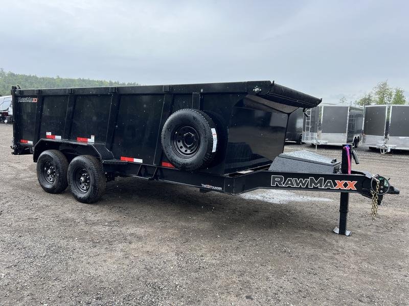 2024 RawMaxx Trailers 7X16 14K Powder Coated Dump w/ Tarp Kit