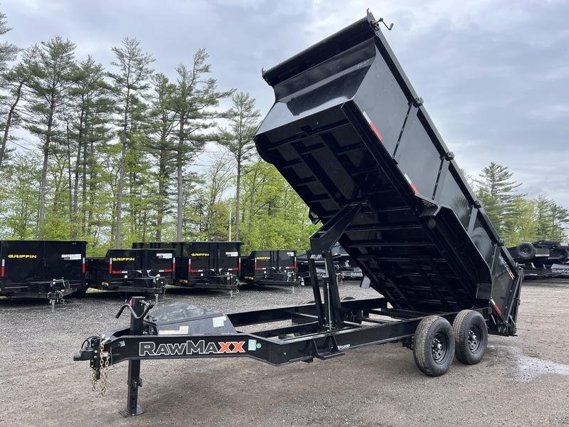 2024 RawMaxx Trailers 7X16 14K Powder Coated Dump w/ Tarp Kit