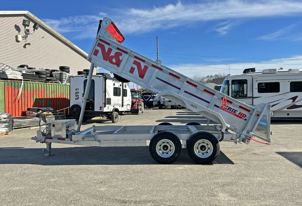 2024 N&N Trailers 7×14 14K Galvanized Hydraulic Dump w/Ramps, 2-Way Spreader Gate, Tarp Kit