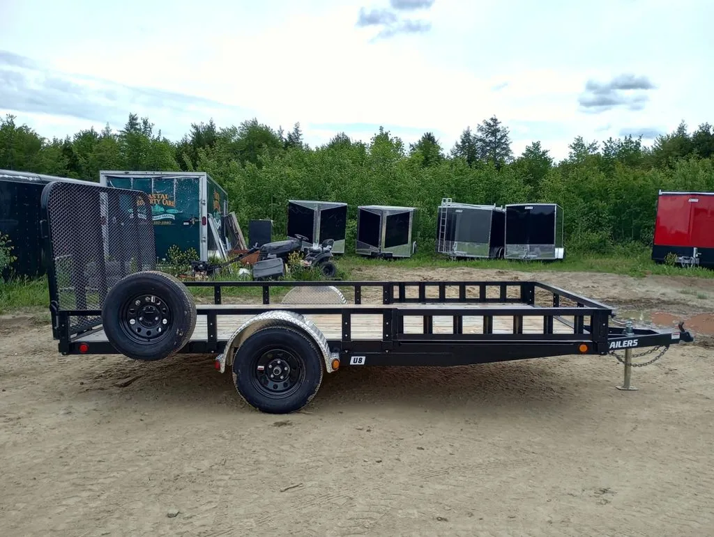 2024 PJ Trailers 7×14 Powder Coated Open Utility w/Rear Ramp Gate, ATV Side Loading Ramps