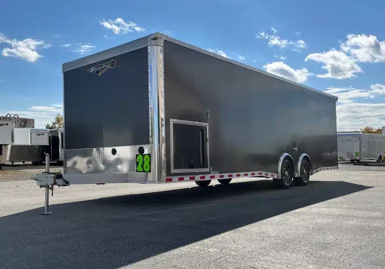 Enclosed Car Hauler 2026 28ft. Aluminum Extreme w/6K Torsion Spread Axles, Finished Interior w/Cabinets & Alum. Wheels 0594