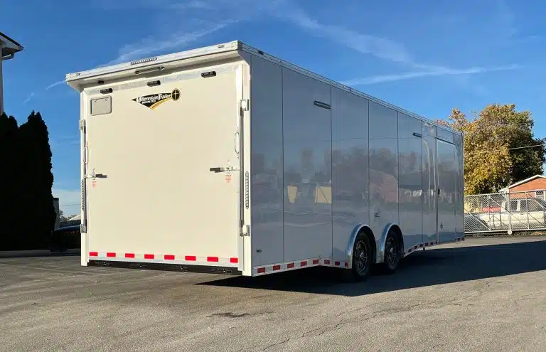 2026 28′ Millennium Extreme Car Hauler 2/6000# Spread Torsion Axles Aluminum Wheels .030 White