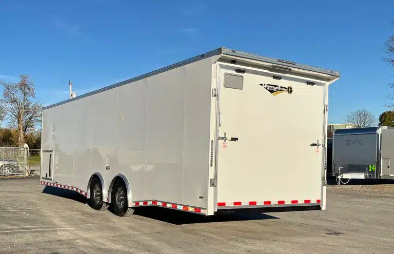 2026 28′ Millennium Extreme Car Hauler 2/6000# Spread Torsion Axles Aluminum Wheels .030 White