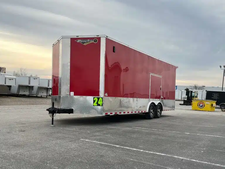 Enclosed Car Hauler 2026 24ft. Econo-Max 7k Axles, 8ft. Interior, Alum Wheels, Rear Wing, Toolbox & Cabinets 9255