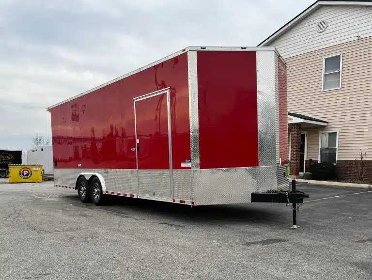 Enclosed Car Hauler 2026 24ft. Econo-Max 7k Axles, 8ft. Interior, Alum Wheels, Rear Wing, Toolbox & Cabinets 9255
