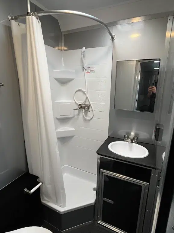 Enclosed Car Trailer 2025 34ft. Platinum w/Large Corner Bathroom, Electric Awning, & More! 0177