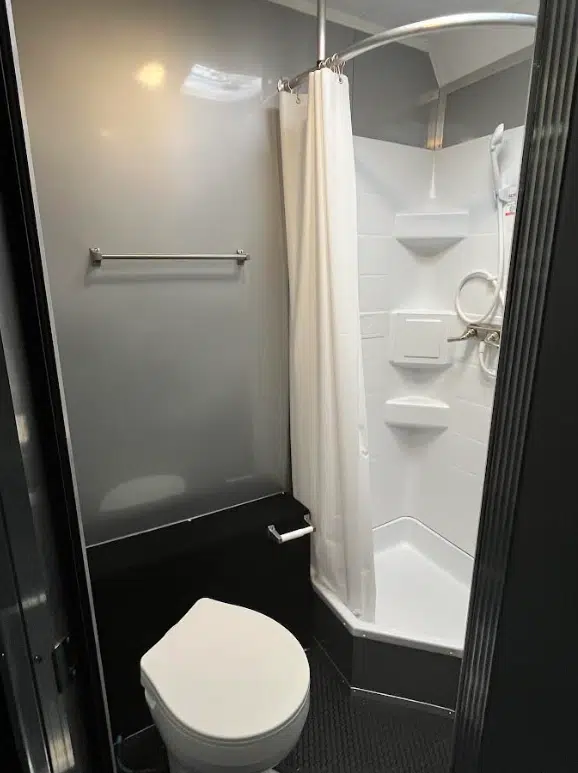 Enclosed Car Trailer 2025 34ft. Platinum w/Large Corner Bathroom, Electric Awning, & More! 0177